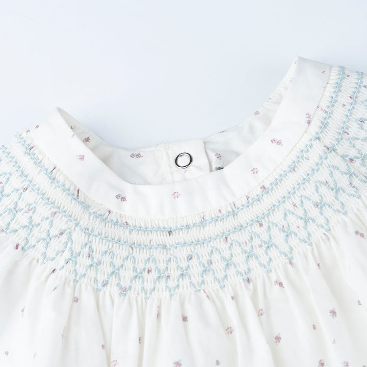 Baby Poney Girls White Round Neck Frill Short Sleeve Dress