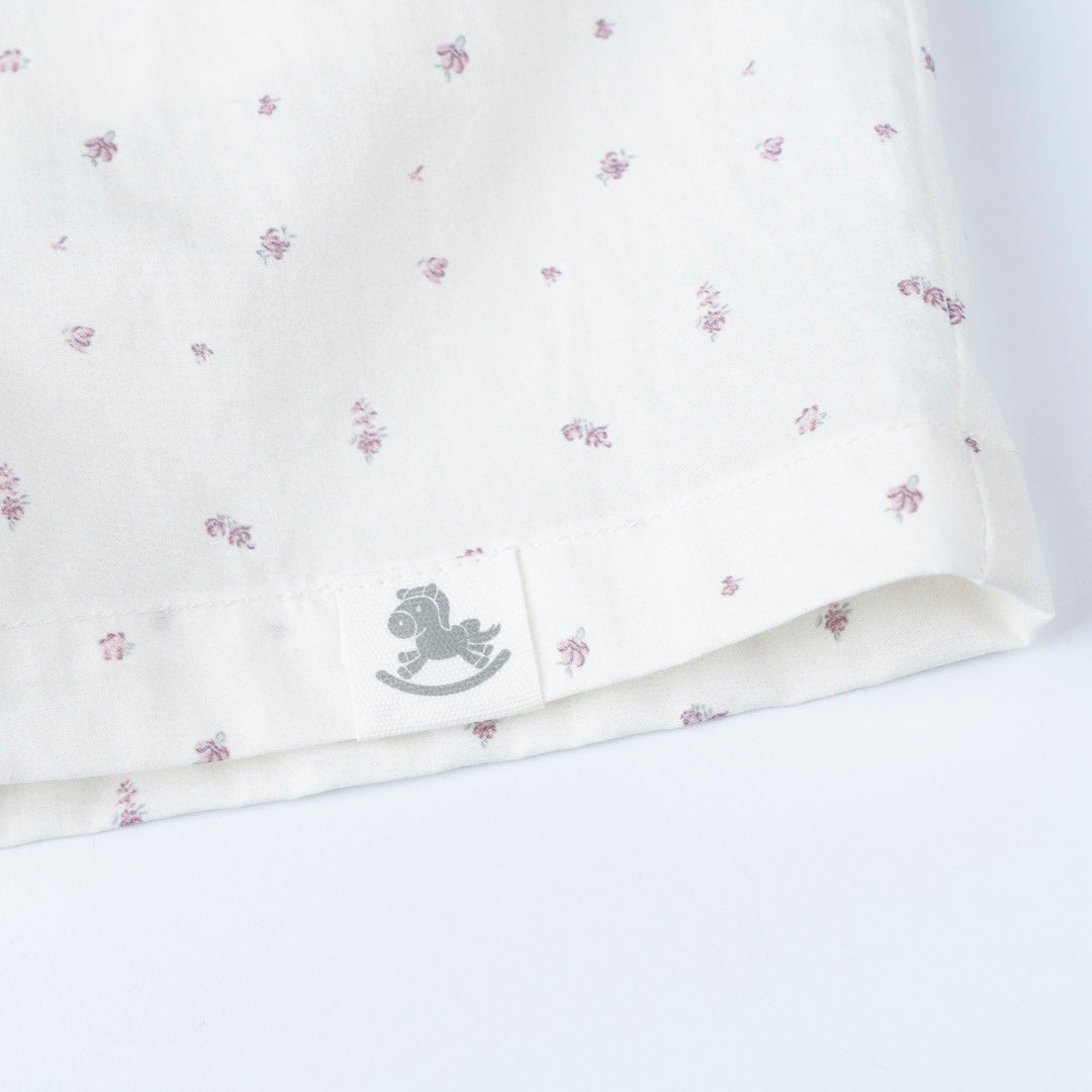 Baby Poney Girls White Round Neck Frill Short Sleeve Dress