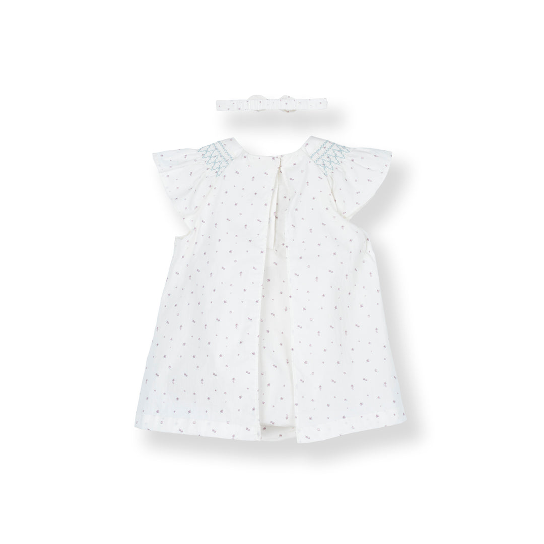 Baby Poney Girls White Round Neck Frill Short Sleeve Dress