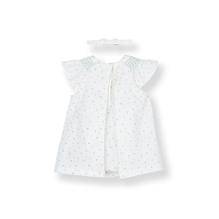 Baby Poney Girls White Round Neck Frill Short Sleeve Dress