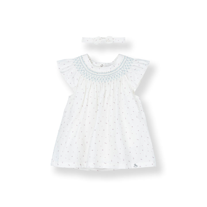 Baby Poney Girls White Round Neck Frill Short Sleeve Dress