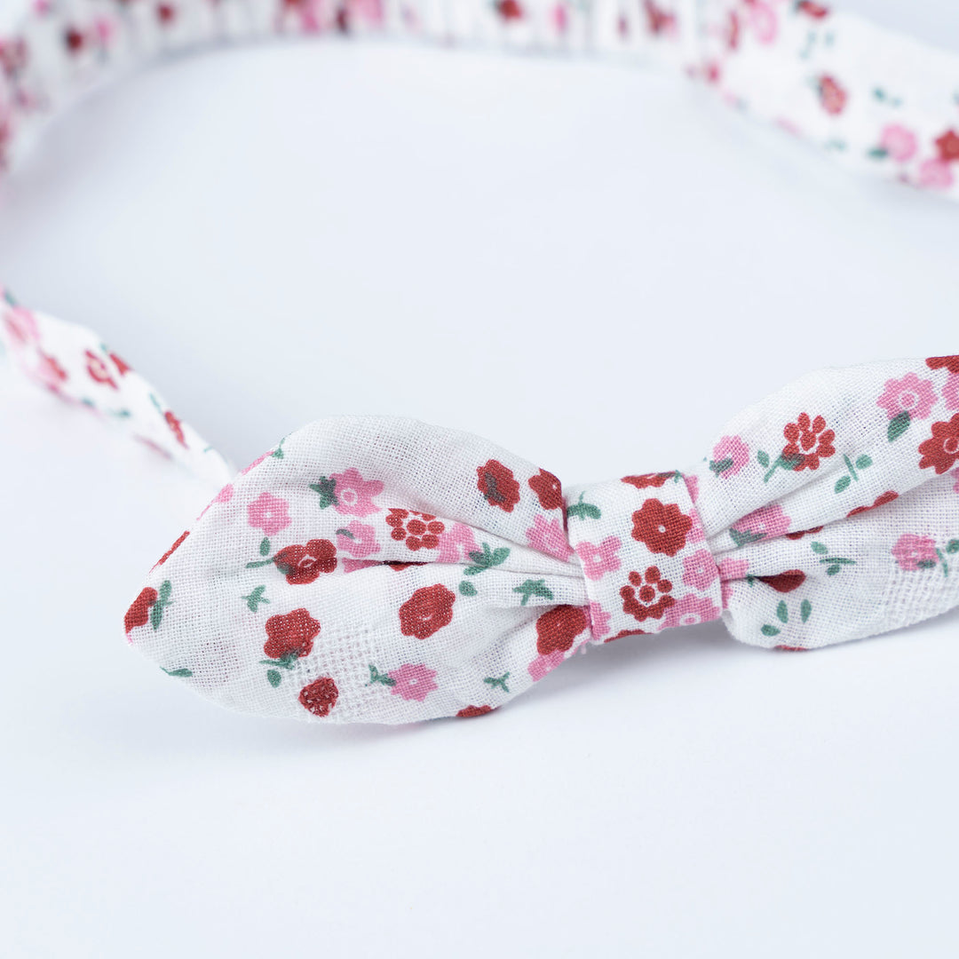 Baby Poney Girls Red Floral Round Neck Ruffled Short Sleeve Dress