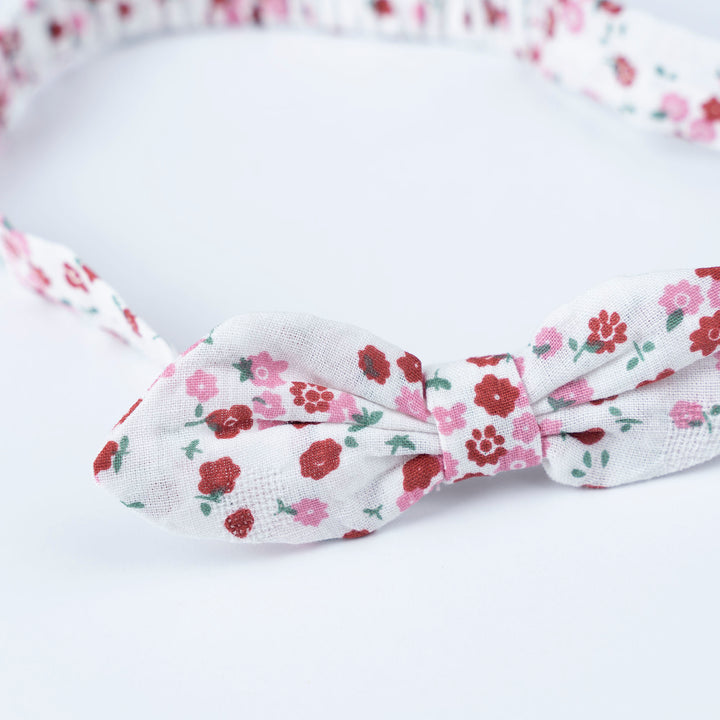 Baby Poney Girls Red Floral Round Neck Ruffled Short Sleeve Dress