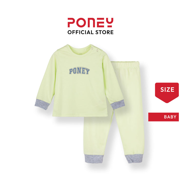 Baby Poney Boys Green Poney Logo Regular Fit Long Sleeve Top & Long Pants Pyjamas