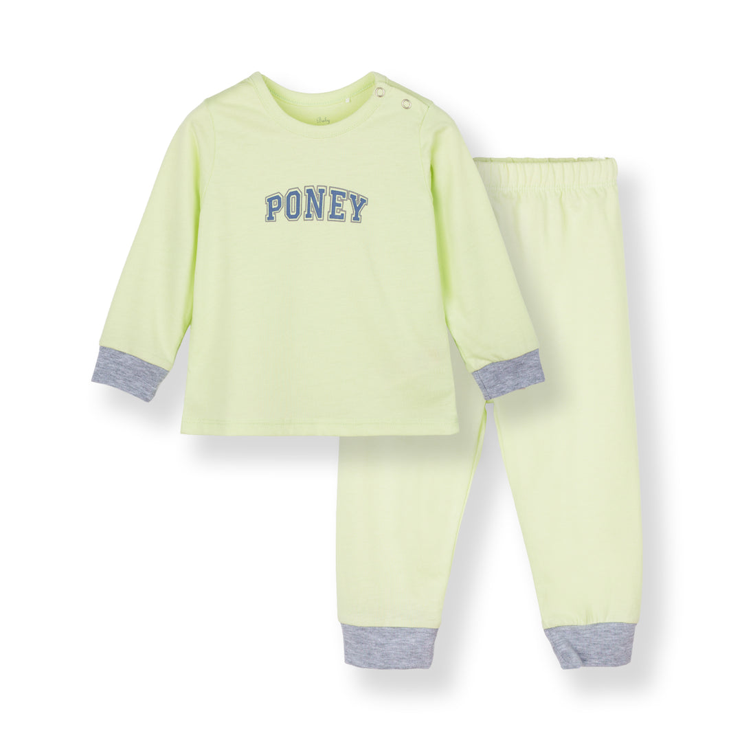 Baby Poney Boys Green Poney Logo Regular Fit Long Sleeve Top & Long Pants Pyjamas