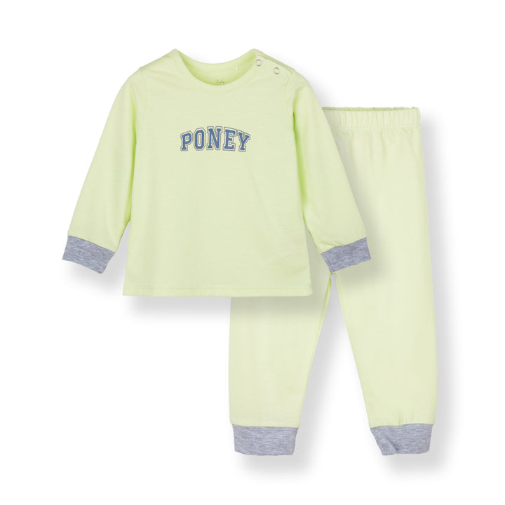 Baby Poney Boys Green Poney Logo Regular Fit Long Sleeve Top & Long Pants Pyjamas