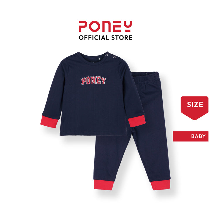 Baby Poney Boys Navy Poney Logo Regular Fit Long Sleeve Top & Long Pants Pyjamas