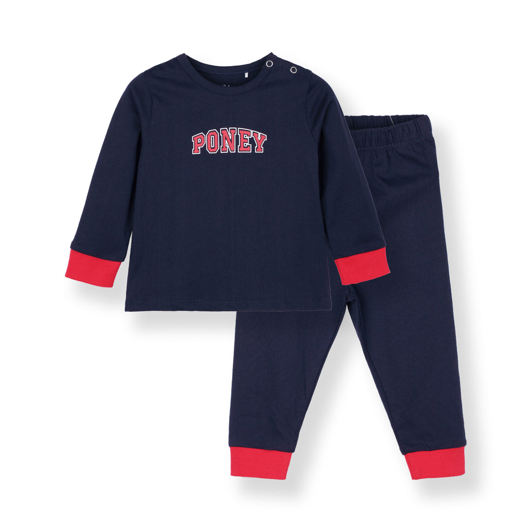 Baby Poney Boys Navy Poney Logo Regular Fit Long Sleeve Top & Long Pants Pyjamas