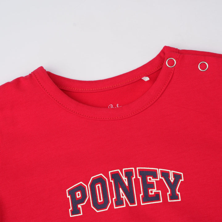 Baby Poney Boys Red Poney Logo Regular Fit Long Sleeve Top & Long Pants Pyjamas