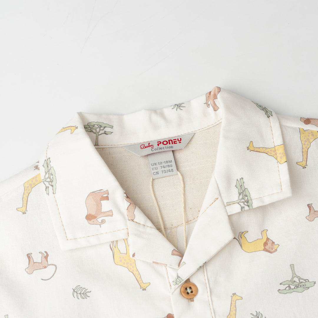 Baby Boy White Revere Collar Loose Fit S/S Shirt (3250489WB)