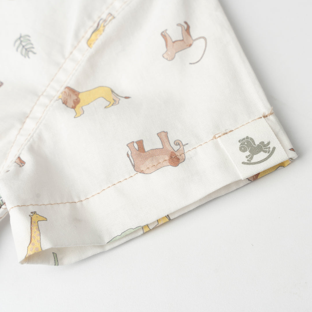 Baby Boy White Revere Collar Loose Fit S/S Shirt (3250489WB)
