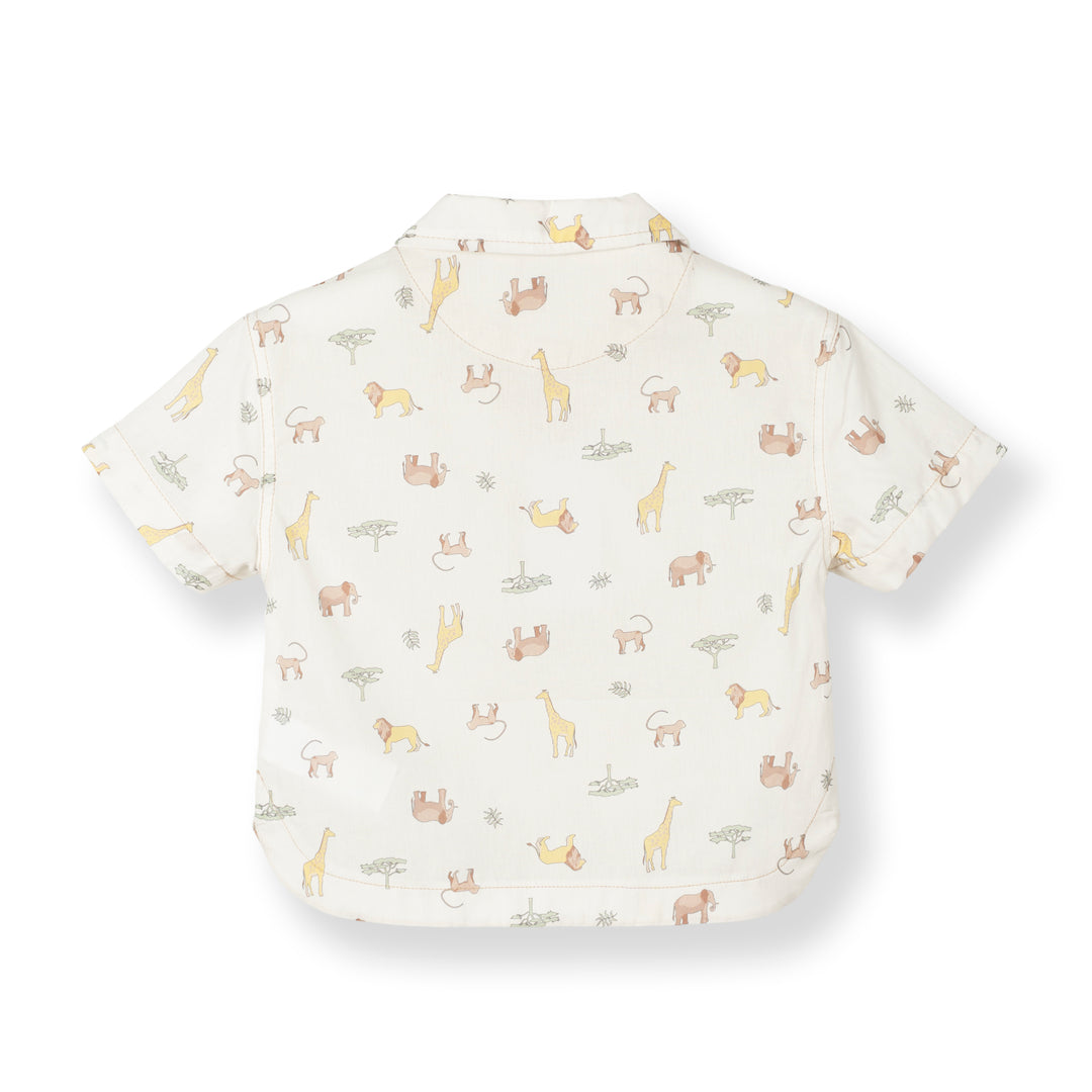 Baby Boy White Revere Collar Loose Fit S/S Shirt (3250489WB)