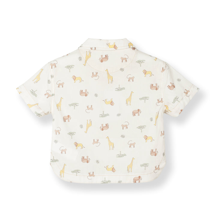 Baby Boy White Revere Collar Loose Fit S/S Shirt (3250489WB)