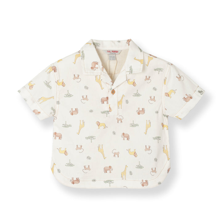 Baby Boy White Revere Collar Loose Fit S/S Shirt (3250489WB)