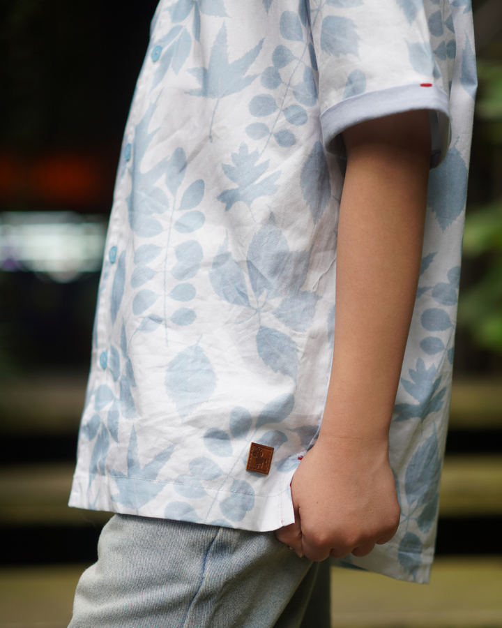 Poney Boys Blue Flora Hawaiian Short Sleeve Shirt