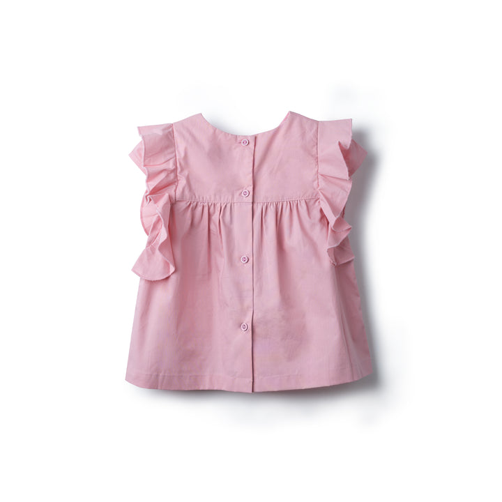 Poney Girls Light Purple Ruffled Short Sleeve Blouse 1992