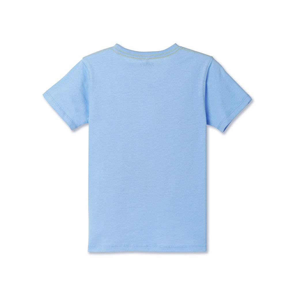 Poney Boy Shark Feeding On Fishes Light Blue Short Sleeve Tee