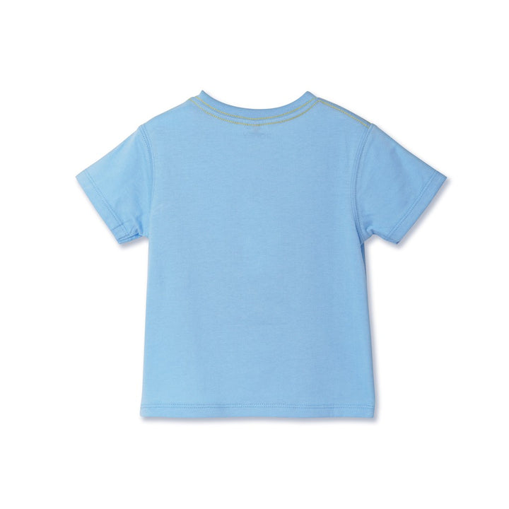 Poney Boy Shark Feeding On Fishes Light Blue Short Sleeve Tee
