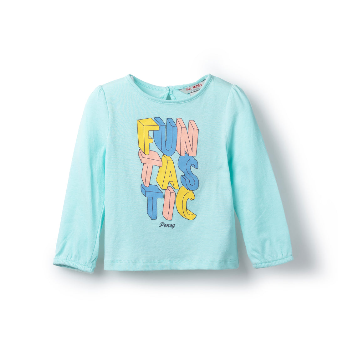 Poney Baby Girls Turquoise Funtastic Long Sleeve Tee