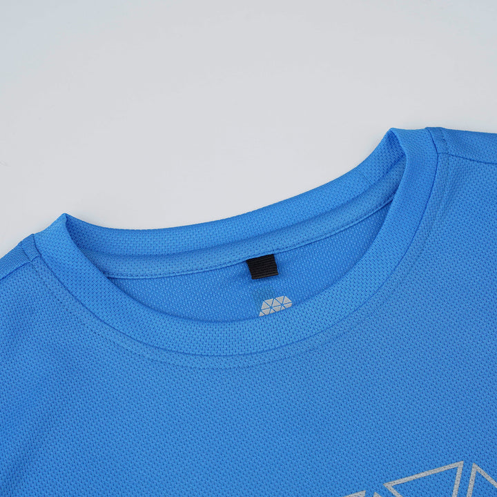 Light Blue Round Neck Short Sleeve Top