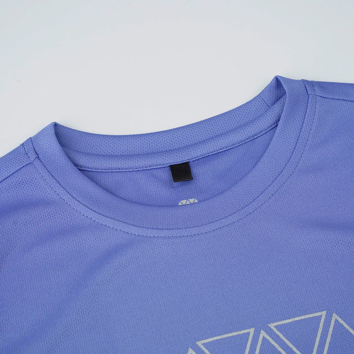 Blue Round Neck Short Sleeve Top