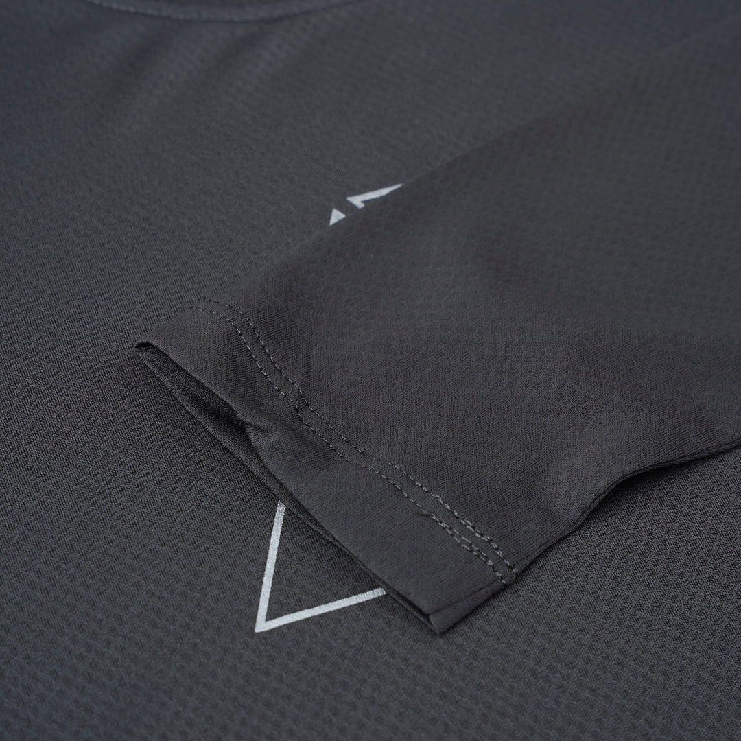 Dark Grey Round Neck Long Sleeve Top