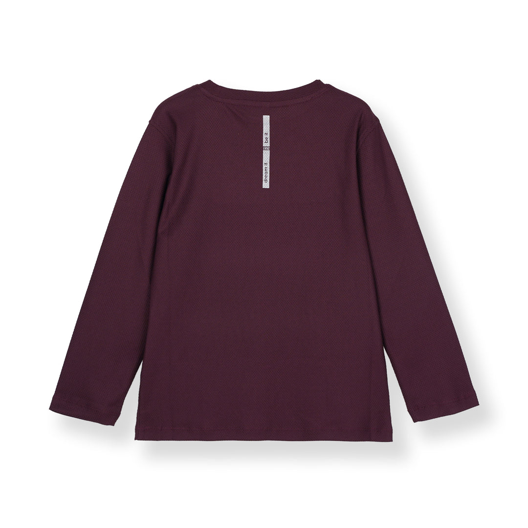 Purple Round Neck Long Sleeve Top