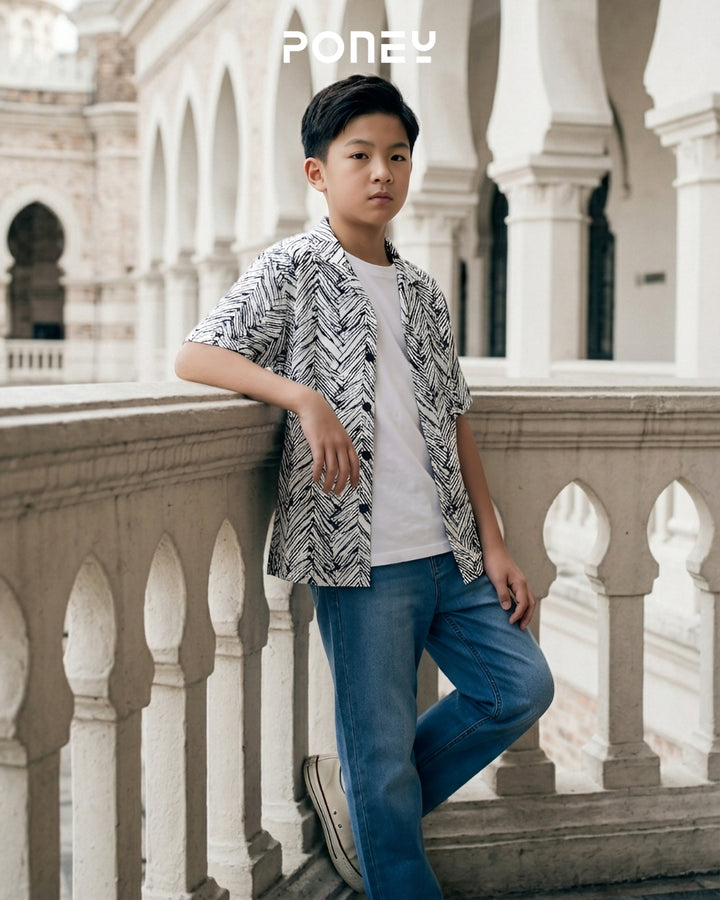 Abstract Leaf Prints Bowling Shirt