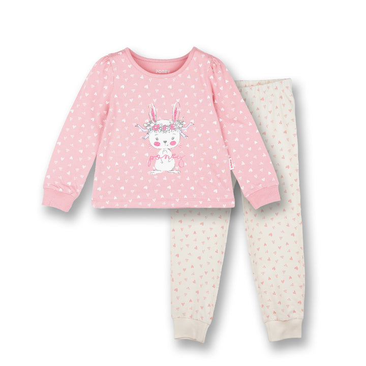 Poney Girls Pink Dainty Bunny Loungewear Set