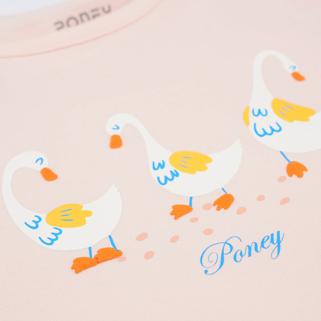 Poney Girls Pink Little Ducklings Loungewear Set