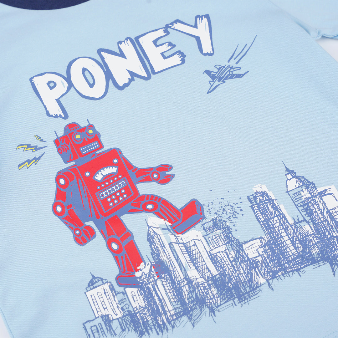 Poney Boys Lt. Blue Robot Take Over The City Loungewear Set