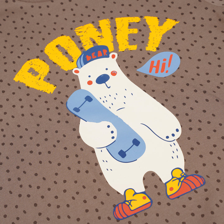 Poney Boys Brown Skate With Poney's Bear Loungewear Set