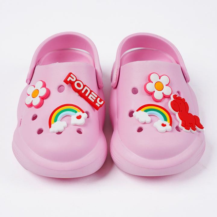 Poney Girls Pink Plumeria Pink Clogs Sandal