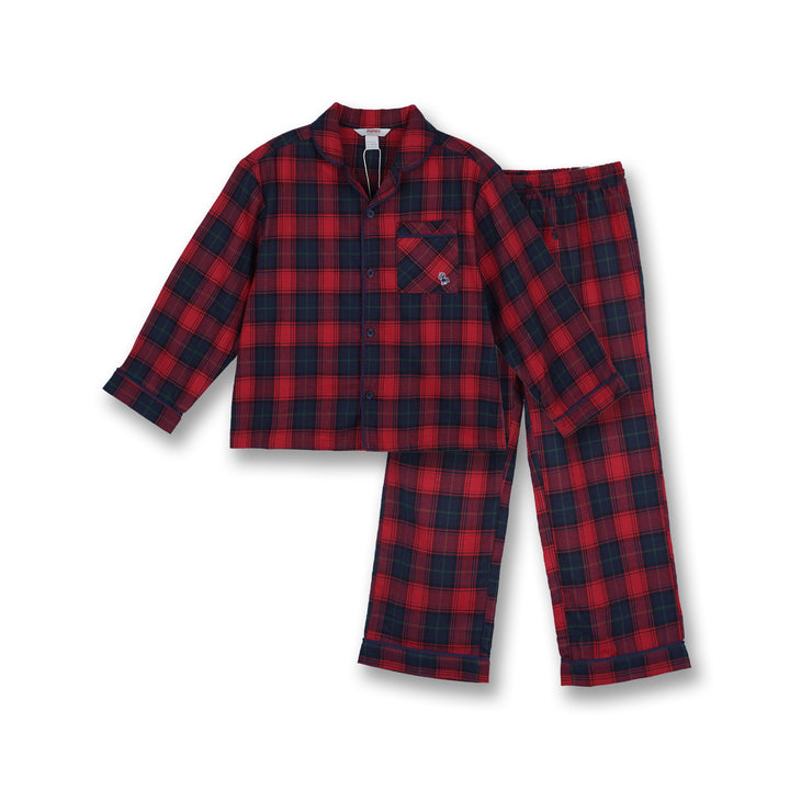 Poney Boys Red Tartan Flannel Loungewear Set