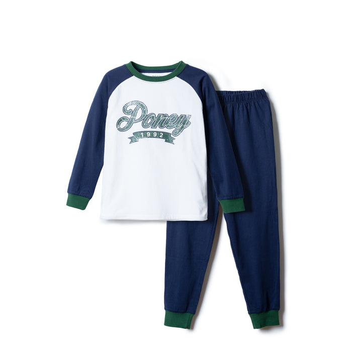 Poney Boys White Wording Jersey Loungewear Set (Pyjamas)