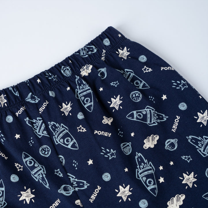 Poney Boys Navy Galaxy Motifs Jersey Loungewear Set (Pyjamas)