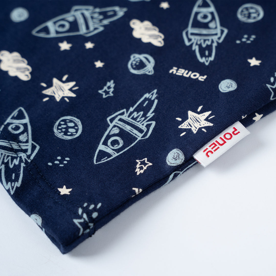 Poney Boys Navy Galaxy Motifs Jersey Loungewear Set (Pyjamas)