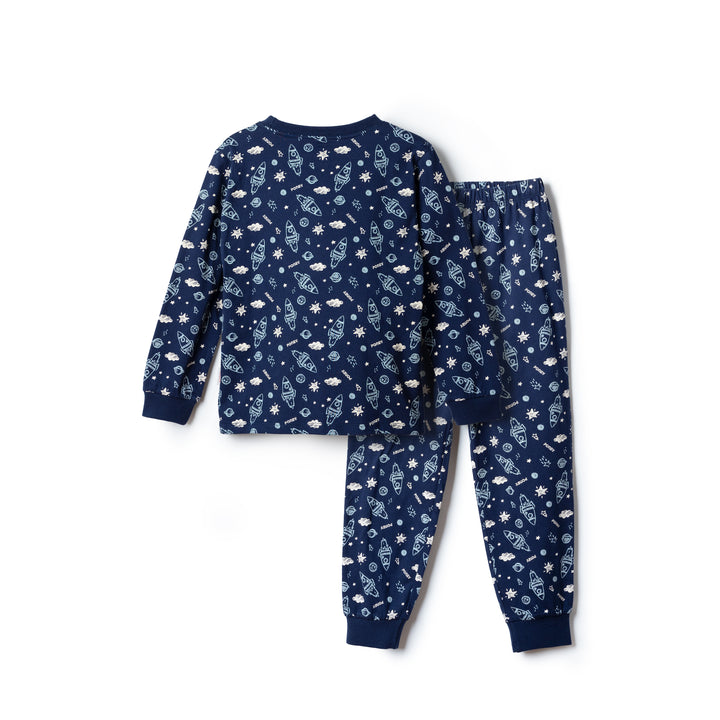 Poney Boys Navy Galaxy Motifs Jersey Loungewear Set (Pyjamas)