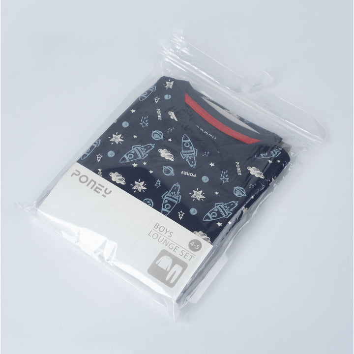 Poney Boys Navy Galaxy Motifs Jersey Loungewear Set (Pyjamas)