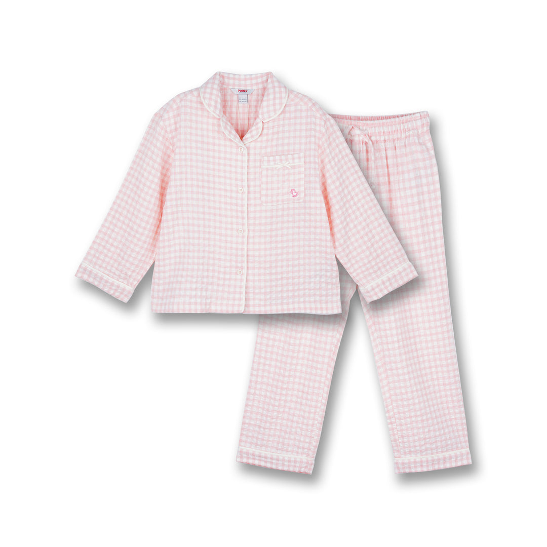 Poney Girls Pink Classic Flannel Mary's Rose Loungewear Set