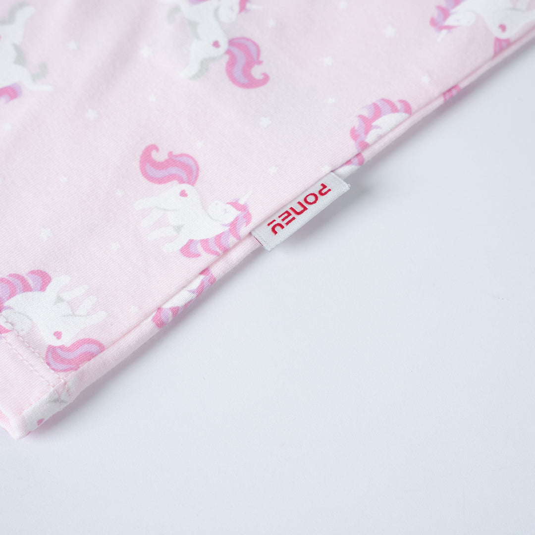 Poney Girls Light Pink Unicorn Motifs Jersey Loungewear Set (Pyjamas)