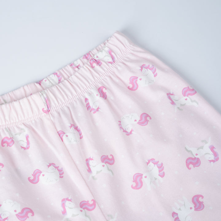 Poney Girls Light Pink Unicorn Motifs Jersey Loungewear Set (Pyjamas)