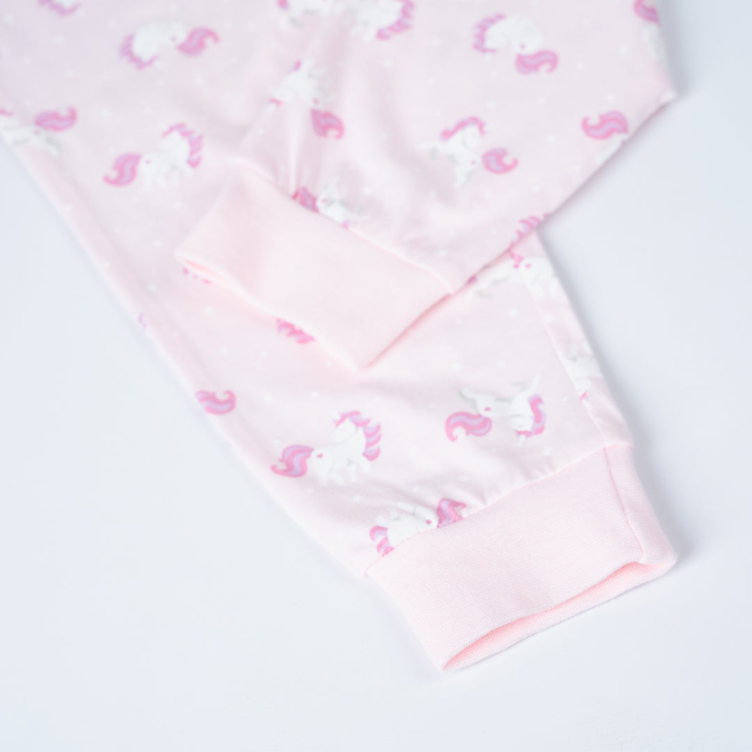 Poney Girls Light Pink Unicorn Motifs Jersey Loungewear Set (Pyjamas)