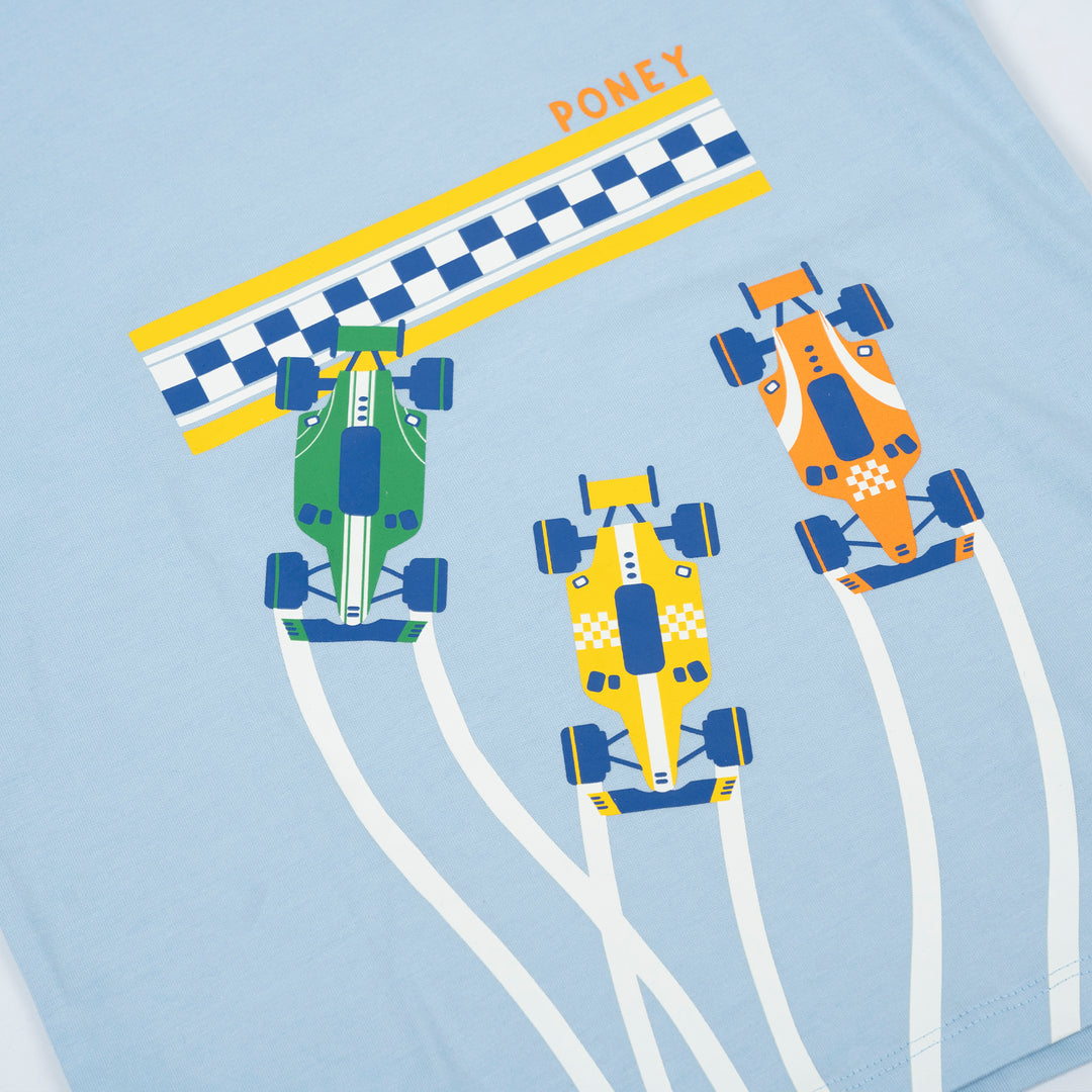 Poney Boys Fun Race Blue Pyjamas