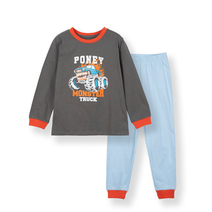 Poney Boys Monster Truck Grey Pyjamas