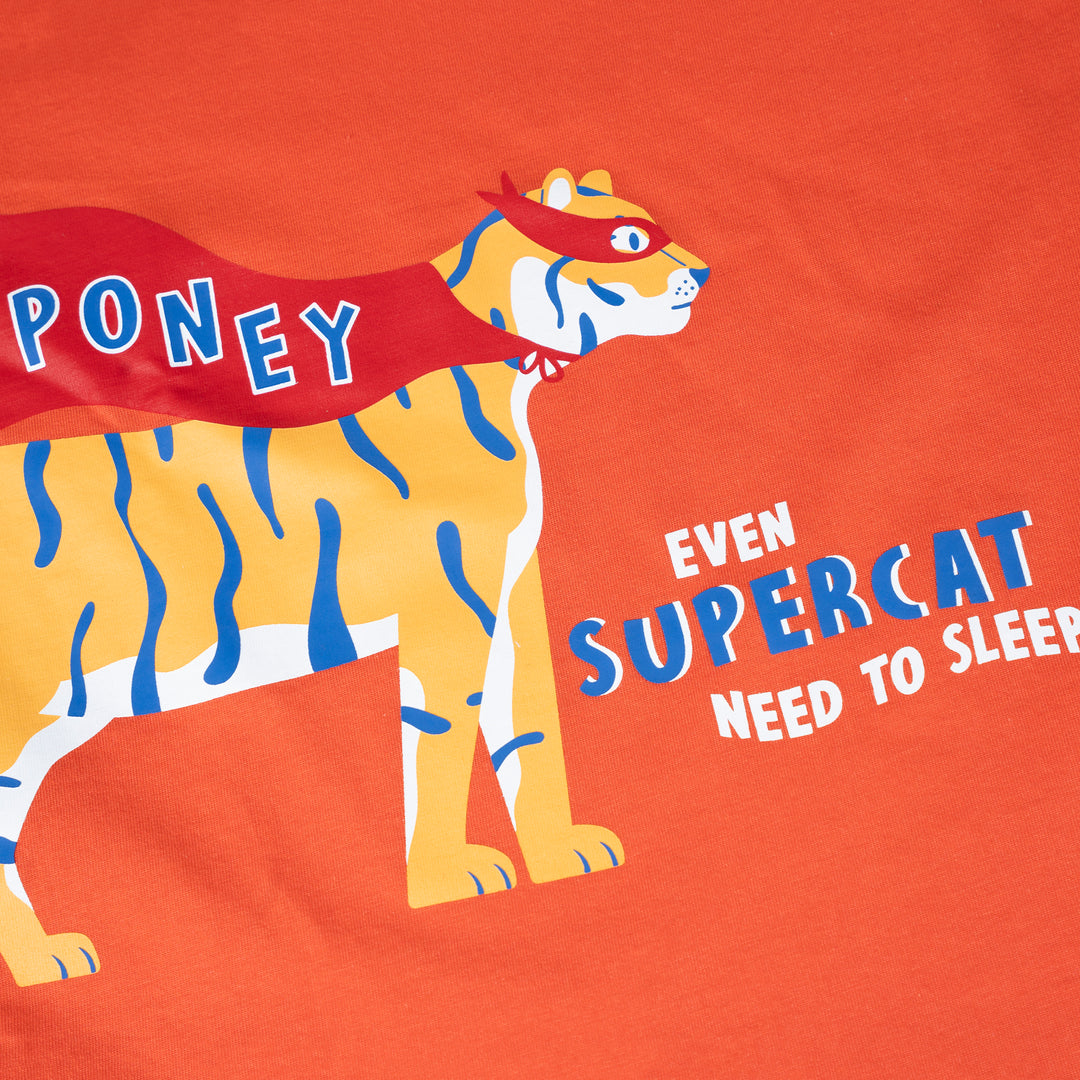 Poney Boys Even Supercat Needs To Sleep Orange Pyjamas