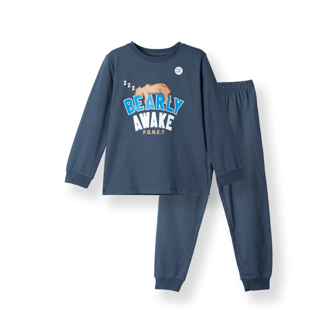 Poney Boys Bearly Awake Navy Pyjamas