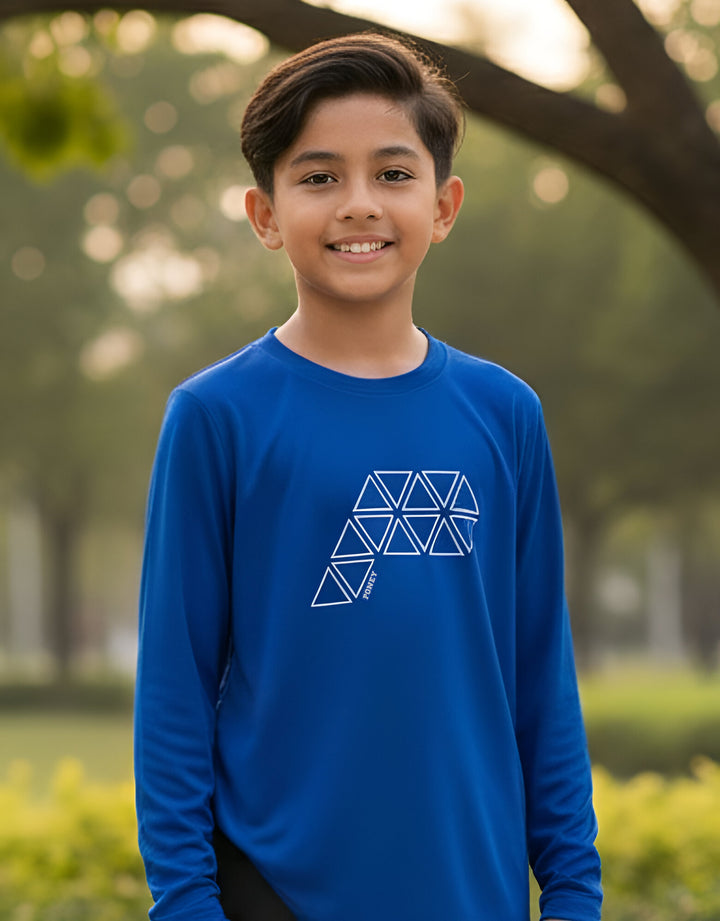 Blue Round Neck Long Sleeve Top