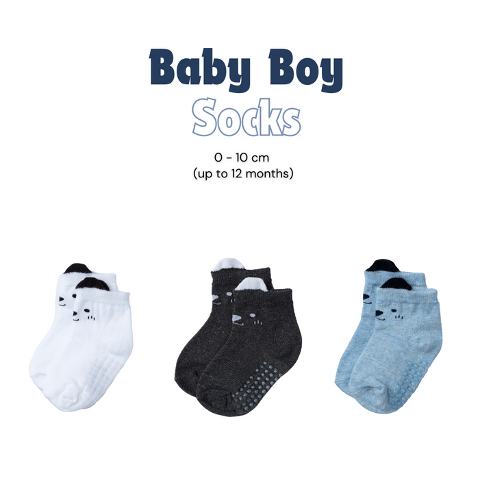 Poney Baby Boys Cute Bear Socks with Non Slip Sole