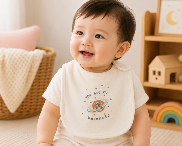 Baby Poney Boys White You Are My Universe Bibs